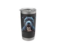 Blue Staffordshire Bull Terrier Lindo Peeking Staffy Dog Vaso térmico de acero inoxidable de doble pared