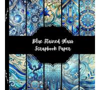 Blue Stained Glass Scrapbook Paper, Mosaic Junk Journal Paper, Abstract Decorative Paper, DIY Projects, Origami, Collage Sheets, Decoupage Paper, 10 Designs, Double Sided