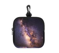 Blue Star Night - Bolsa pequeña impermeable con cremallera, bolsa de almacenamiento de neopreno para auriculares, funda con clip para llavero