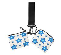 Blue Stars Dot Blue Light - Monederos para mujer, pequeños organizadores de dinero portátiles con bolsillo con cremallera para niñas, 2 paquetes de tarjetas para, Estrellas azules, luz azul, Moderno