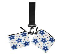 Blue Stars Dot Blue - Tarjetero para mujer, protector de tarjetas de identidad de gran capacidad con bolsillo con cremallera para viajes, 2 paquetes de tarjetas para mujer, Estrellas azules lunares