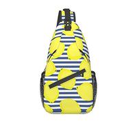 Blue Stripe and Lemon Popcorn and Film Equipment Sling Bag, Mochila de Hombro Paquete de Cofre Causal Crossbody Daypack para Mujeres Hombres Senderismo Viajes