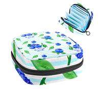 Blue Stripe Blueberry Period Pouch portátil, bolsa de almacenamiento de tampones para servilletas sanitarias, Varios colores, 4.7x6.6x6.6 in/12x17x17 cm