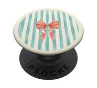 Blue Stripe Bow Aesthetic Vintage Graphic Illustration PopSockets PopGrip Adhesivo
