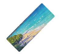 Blue Summer Beach in Hawaii - Juego de esterilla de yoga con estampado de goma natural antideslizante, con tapete de almacenamiento para ejercicio de 71 x 26 pulgadas para el hogar