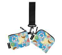 Blue Summer Seaside Vacation Party - Carteras dobles para mujer, fundas delgadas y planas para tarjetas de visita, organizador de dinero con bolsillo para monedas con cremallera para el trabajo,