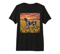 Blue Tick Coonhound Dog and Spring Flowers at Sunset Obra De Arte Camiseta Premium