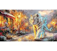 Blue-Tiger-with-Glowing-Eyes-in-Cosmic-Scene Puzzle de 1000 Piezas Reciclado Regalo Divertido Juego Educativo para Adultos Desafiante Idea de Regalo 38x26/1000pcs