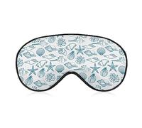 Blue Toile De Jouy - Antifaz para dormir con conchas marinas para hombres, mujeres, adolescentes, niños, para dormir por la noche, comodidad para viajes, yoga, siesta