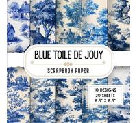 Blue Toile De Jouy Scrapbook Paper: 20 Double-Sided Decorative Craft Paper Sheets with 10 Elegant Designs for Junk Journals, Origami, Wrapping, Collage & More | 8.5 x 8.5