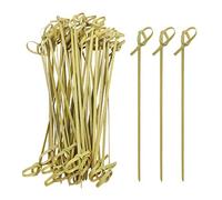 BLUE TOP Brocas de bambú para cócteles, 200 pinchos de bambú de 10 cm con nudo en bucle, palillos de comida, palillos de dientes para aperitivos, aperitivos de barbacoa, sándwiches de club.