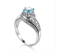 Blue Topaz Gemstone Rings for Women Aquamarine ANN Romantic Wedding Engagement Joyería Fina