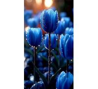 Blue Tulip Flowers Diamond Art Kits,5D Diamond Painting Kits for Adults,DIY Full Square Drill diamond painting kits For Beginners Rhinestone Embroidery Picture Art for Home Decor 70x150 cm