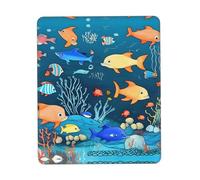 Blue underwater world of fish - Alfombrilla de mouse multicolor con borde de bloqueo de goma gruesa de 7.9 x 9.5 pulgadas para oficina, juegos, estudio y escritorio de trabajo