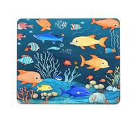Blue Underwater World of Fish - Alfombrilla de ratón cuadrada impermeable con base de goma antideslizante para computadora portátil de oficina, portátil, mouse inalámbrico en casa, oficina, viajes