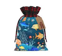 Blue Underwater World Of Fish - Bolsa con cordón para fiestas, bodas y festivales, poliéster ligero