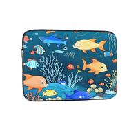 Blue underwater world of fish - Bolsa para laptop, práctica a prueba de golpes, impresión elegante de 10 pulgadas, para viajes de negocios, trabajo y oficina