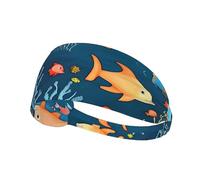Blue Underwater World of Fish - Diadema deportiva elástica, unisex, absorbe la humedad y elimina el exceso de sudor, adecuada para deportes como fútbol, correr, yoga, etc.