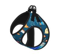 Blue Underwater World of Fish - Juego de arnés y correa suave para mascotas, arnés de malla ajustable para cachorros y perros pequeños, medianos y grandes