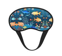 Blue Underwater World of Fish - Máscara para dormir cómoda de satén con borde negro para bloquear la luz y dormir reparador