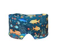 Blue Underwater World of Fish - Orejeras para dormir con estampado de peces y ojos, bloquea la luz, ajustable, ideal para viajes, meditación y yoga