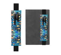 Blue underwater world of fish - Soporte ajustable de piel para bolígrafos, cuadernos, calendarios, tableta, banda elástica y soporte para lápices