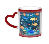 Blue Underwater World of Fish - Tazas de café térmicas de cerámica para hombre y mujer, regalo divertido para hombre y mujer, 325 ml