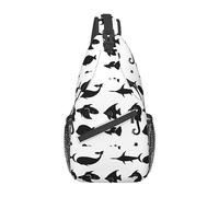 Blue Underwater World of Fishpatterned Unisex Duffel Bag Bag Crossbody Bag for Traveling, Senderismo, Escalada, Running Cycling, Pescado blanco y negro, Talla única