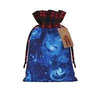 Blue Universe Space Galaxy - 1 bolsa de regalo de Navidad con cordón de 4.7 x 6.9 pulgadas, para regalar en fiestas de vacaciones