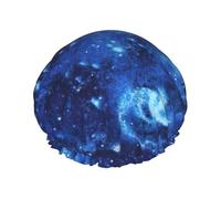 Blue Universe Space Galaxy - Gorro de ducha para mujer, reutilizable, doble capa, elegante, suave, con forro elástico