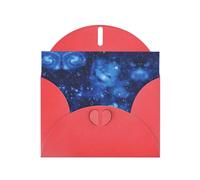 Blue Universe Space Galaxy - Juego de tarjetas de felicitación con interior en blanco, elegantes tarjetas de notas de papel perla roja y sobres a juego