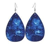 Blue Universe Space Galaxy - Pendientes navideños para mujer, aretes de gota de estrella festiva, joyería colgante elegante para celebraciones, One Size, Cuero
