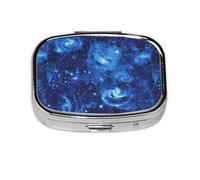 Blue Universe Space Galaxy Print Pastillero organizador, pastillero de viaje, mini pastillero cuadrado, 2 compartimentos