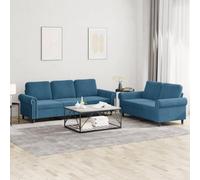 Blue Velvet 2 Piece Sectional Sofa Set with Cushions, Modern L-Shaped Couch for Living Room, Soft Fabric Upholstery, Sturdy Wood Metal Frame, Comfortable Seating for Relaxing and Entertaining