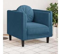 Blue Velvet Accent Chair with Round Cushion, Modern Lounge Chair for Living Room, Bedroom, Reading Nook, Soft Velvet Upholstery, Thick Padding, Sturdy Wood Legs, Comfortable Seating Experience
