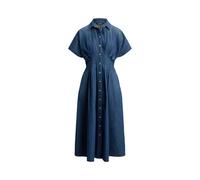 Blue Vestido camisero de denim plisado 36
