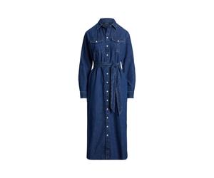 Blue Vestido camisero midi de denim 36