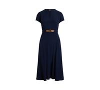 Blue Vestido de georgette con cinturón 46