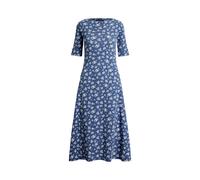 Blue Vestido midi de algodón elástico floral XL