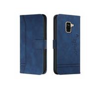(Blue)Vintage Style Flip Case For Samsung A8 2018, Multi-card Slot, Full Protection, Retro Charm, Pu+tpu Material