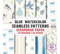 Blue watercolor Seamless-Patterns Scrapbook Paper: Double-Sided Sheets for Crafting & Scrapbooking Decorative Crafts, Origami & Wrapping Papers.