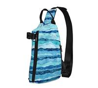 Blue Wave Stripe Cartoon Sea Fish Diagonalmente Sling Bag, Crossbody Sling Backpack Shoulder Chest Bag para Mujeres Hombres, Travel Hiking Daypack