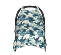 Blue Waves A Print - Fundas de asiento de coche para bebé, funda de lactancia transpirable, funda de lactancia, fundas para cochecito, toldo multiusos para asiento de coche infantil, artículos