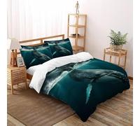 Blue Whale Funda Nordica AlDioson 3 Piezas 3D Impresa Ocean Whale con Cremallera Y Funda De Almohada Super King(260x220cm) Microfibra Ropa De Cama