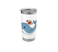 Blue Whale juega fútbol americano Vaso térmico de acero inoxidable de doble pared