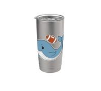 Blue Whale juega fútbol americano Vaso térmico de acero inoxidable de doble pared
