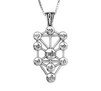 Blue White Shop Colgante de árbol de la vida de la cábala, plata 925, amuleto consagrado, collar de protección de talismán, colgante de cábala, fabricado en Israel, collar hebreo del árbol de la vida