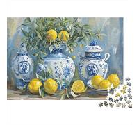 Blue White Vases Still Life 100% Recycled Cardboard Diamond Flower Still Life 1000 Piece Jigsaw for Adults Unique Beautiful Decoration Puzzle 38x26cm/1000pcs