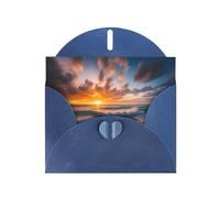 Blue WHJSHOP Beach Maui Hawaii - Tarjeta de felicitación con diseño de olas de mar, nubes, impresión de papel nacarado de doble cara, con hebilla de amor, sobre de papel perlado