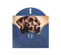 Blue WHJSHOP Brown Labrador Retriever - Tarjeta de felicitación con impresión de papel perlado de alta gama, doble cara, efecto perlado, hebilla de amor, sobre de papel perlado